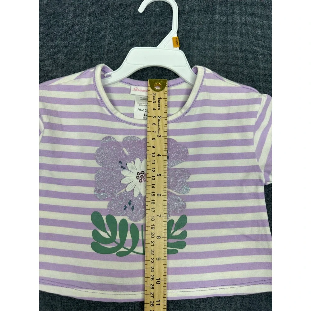 Bonnie Jean Girls Lavender Striped Floral‎ T-Shirt and Tiered Skort Set 3T NEW